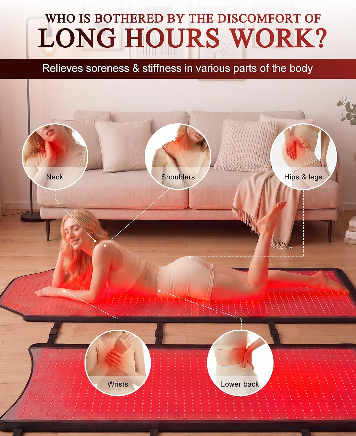 Red Light Therapy Mat Full Body for Pain Relief, Medical-Grade TPU,FSA&HSA Eligible,72"X33" Red Light Therapy Blanket with 2625 Leds Dual-Wave(660& 850Nm) for Muscle Relaxation,Better Sleep&Home Use | 3 Modes,5 Intensity Levels,Timer for Home Wellness