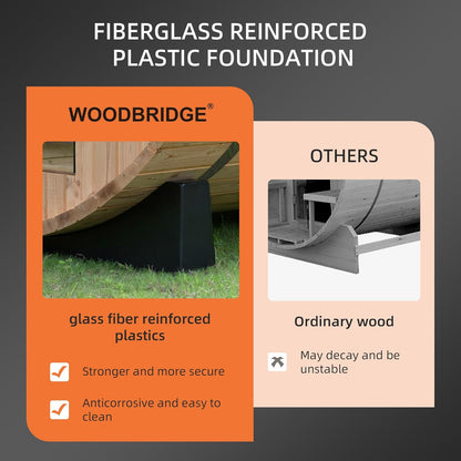 WOODBRIDGE 2-Person Luxury Finland Thermo Pine Outdoor Barrel Sauna with Half View Window, Harvia Electric Heater, Sauna Accessories Kit and Asphalt Shingle Roof, 4'X6'