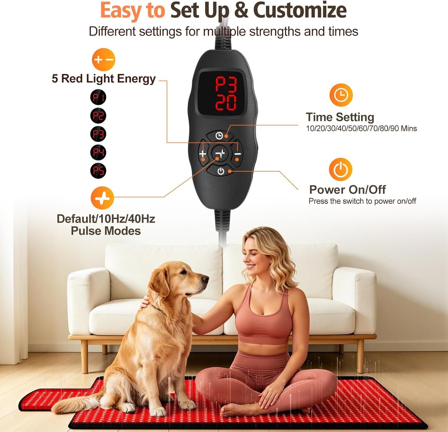 Red Light Therapy Mat for Full Body, 76.8'' X 33.4'' Red Light Therapy Blanket, 1370 (660Nm & 850Nm) Leds for Home Use, 3 Modes & Adjustable Timer, Premium Leather