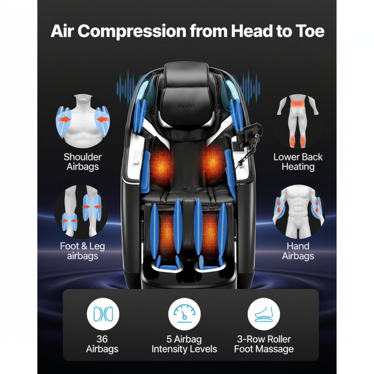 Uimoso Massage Chair Full Body 3D/4D Massage Recliner W/ Sl-Track & Yoga Stretch