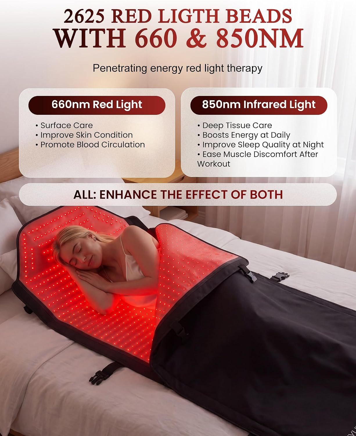 Red Light Therapy Mat Full Body for Pain Relief, Medical-Grade TPU,FSA&HSA Eligible,72"X33" Red Light Therapy Blanket with 2625 Leds Dual-Wave(660& 850Nm) for Muscle Relaxation,Better Sleep&Home Use | 3 Modes,5 Intensity Levels,Timer for Home Wellness