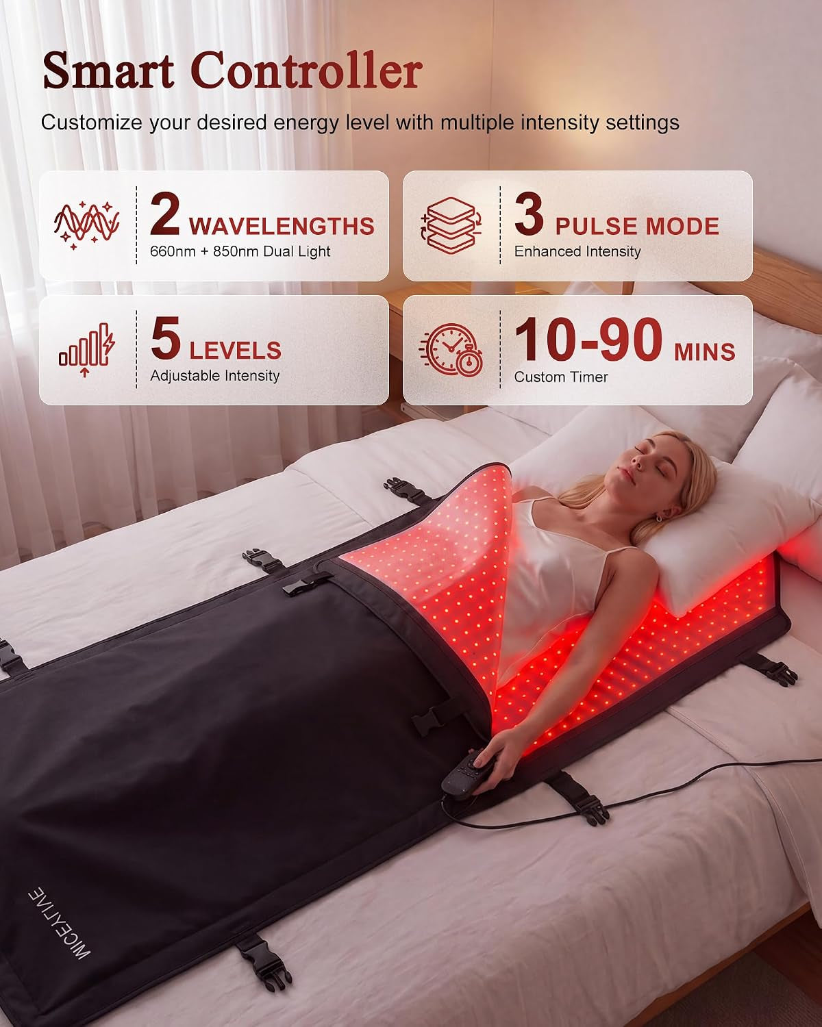 Red Light Therapy Mat Full Body for Pain Relief, Medical-Grade TPU,FSA&HSA Eligible,72"X33" Red Light Therapy Blanket with 2625 Leds Dual-Wave(660& 850Nm) for Muscle Relaxation,Better Sleep&Home Use | 3 Modes,5 Intensity Levels,Timer for Home Wellness