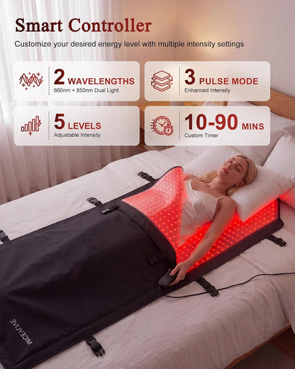 Red Light Therapy Mat Full Body for Pain Relief, Medical-Grade TPU,FSA&HSA Eligible,72"X33" Red Light Therapy Blanket with 2625 Leds Dual-Wave(660& 850Nm) for Muscle Relaxation,Better Sleep&Home Use | 3 Modes,5 Intensity Levels,Timer for Home Wellness