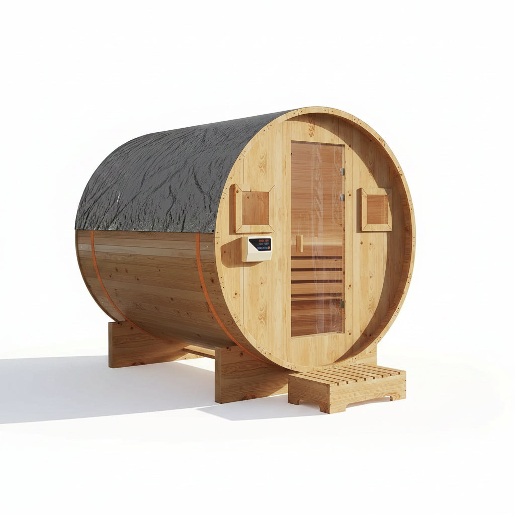 Outdoor Traditional Sauna, 4-6 Person Wooden Sauna, Steam Wet Wood Sauna with 220V with 6KW Heater, Sauna Stone, Thermometer