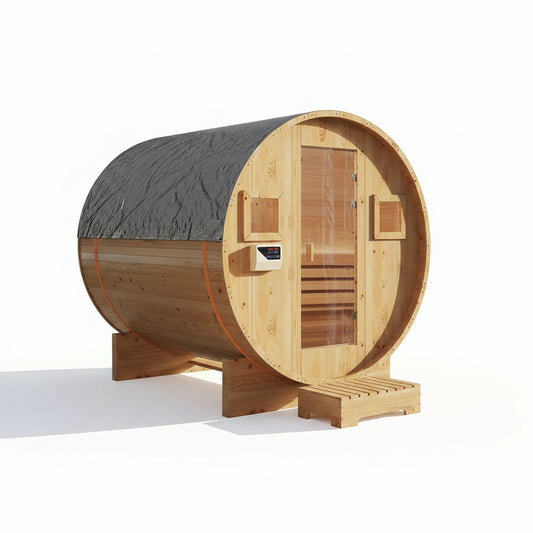 Outdoor Traditional Sauna, 4-6 Person Wooden Sauna, Steam Wet Wood Sauna with 220V with 6KW Heater, Sauna Stone, Thermometer